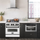 ZLINE Autograph Edition 30" 4.0 cu. ft. Dual Fuel Range with Gas Stove and Electric Oven in DuraSnow® Stainless Steel with White Matte Door and Matte Black Accents (RASZ-WM-30-MB) Ranges ZLINE 