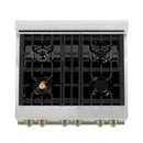 ZLINE Autograph Edition 30" 4.0 cu. ft. Dual Fuel Range with Gas Stove and Electric Oven in Stainless Steel with White Matte Door and Champagne Bronze Accents (RAZ-WM-30-CB) Ranges ZLINE 