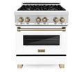 ZLINE Legacy Series Autograph Edition 30-inch Dual Fuel Range with Gas Stove and 4.0 Cu. Ft. Electric Oven in Stainless Steel with White Matte Door and Champagne Bronze Accents (RAZ-WM-30-CB)
