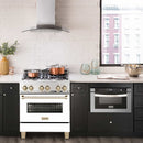 ZLINE Autograph Edition 30" 4.0 cu. ft. Dual Fuel Range with Gas Stove and Electric Oven in Stainless Steel with White Matte Door and Gold Accents (RAZ-WM-30-G) Ranges ZLINE 
