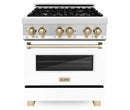 ZLINE Autograph Edition 30" 4.0 cu. ft. Dual Fuel Range with Gas Stove and Electric Oven in Stainless Steel with White Matte Door and Gold Accents (RAZ-WM-30-G) Ranges ZLINE 