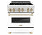 ZLINE Autograph Edition 30-Inch 4.0 cu. ft. Dual Fuel Range with Gas Stove and Electric Oven in Stainless Steel with White Matte Door and Gold Accents (RAZ-WM-30-G)