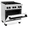 ZLINE Autograph Edition 30" 4.0 cu. ft. Dual Fuel Range with Gas Stove and Electric Oven in Stainless Steel with White Matte Door and Matte Black Accents (RAZ-WM-30-MB) Ranges ZLINE 