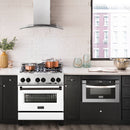 ZLINE Autograph Edition 30" 4.0 cu. ft. Dual Fuel Range with Gas Stove and Electric Oven in Stainless Steel with White Matte Door and Matte Black Accents (RAZ-WM-30-MB) Ranges ZLINE 