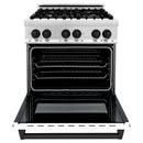 ZLINE Autograph Edition 30" 4.0 cu. ft. Dual Fuel Range with Gas Stove and Electric Oven in Stainless Steel with White Matte Door and Matte Black Accents (RAZ-WM-30-MB) Ranges ZLINE 
