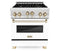 ZLINE Autograph Edition 30-Inch 4.0 cu. ft. Range with Gas Stove and Gas Oven in DuraSnow® Stainless Steel with White Matte Door and Gold Accents (RGSZ-WM-30-G)