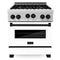 ZLINE Autograph Edition 30-Inch 4.0 cu. ft. Range with Gas Stove and Gas Oven in DuraSnow® Stainless Steel with White Matte Door and Matte Black Accents (RGSZ-WM-30-MB)