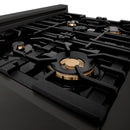 ZLINE Autograph Edition 30" Porcelain Rangetop with 4 Gas Burners in Black Stainless Steel and Champagne Bronze Accents (RTBZ-30-CB) Rangetops ZLINE 