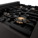 ZLINE Autograph Edition 30" Porcelain Rangetop with 4 Gas Burners in Black Stainless Steel and Gold Accents (RTBZ-30-G) Rangetops ZLINE 