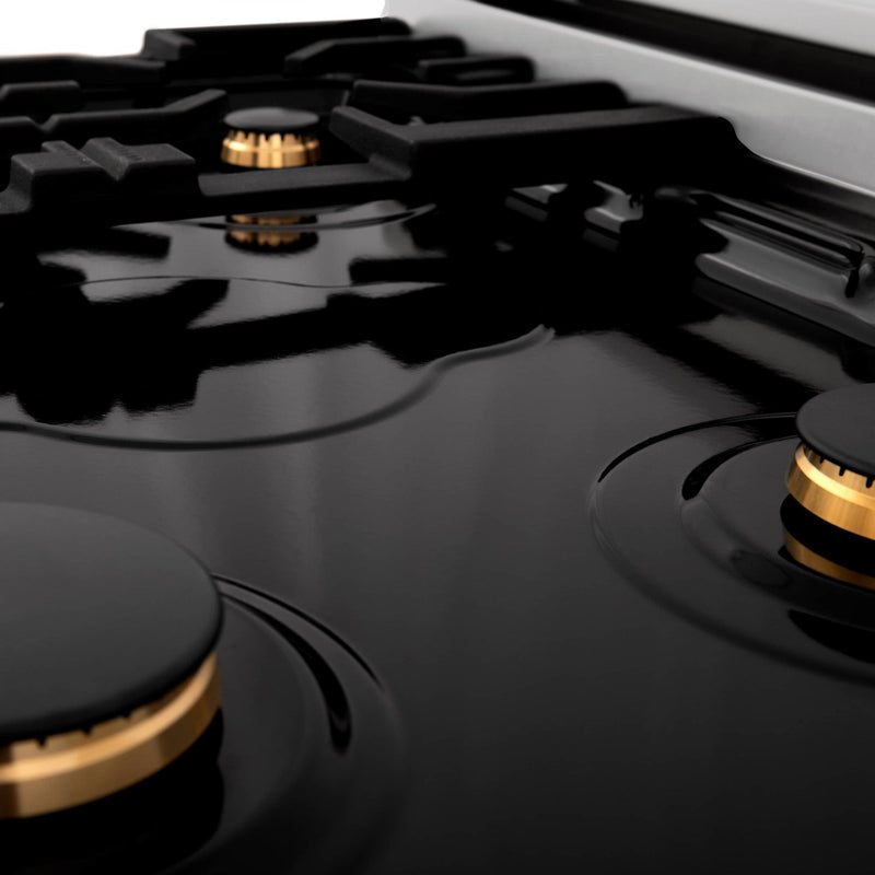 ZLINE Autograph Edition 30" Porcelain Rangetop with 4 Gas Burners in Stainless Steel and Champagne Bronze Accents (RTZ-30-CB) Rangetops ZLINE 