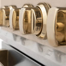 ZLINE Autograph Edition 4-Piece Appliance Package - 36-Inch Dual Fuel Range, Refrigerator, Wall Mounted Range Hood, & 24-Inch Tall Tub Dishwasher in Stainless Steel with Gold Trim (4KAPR-RARHDWM36-G)