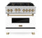 ZLINE Autograph Edition 36-Inch 4.6 cu. ft. Range with Gas Stove and Gas Oven in DuraSnow® Stainless Steel with White Matte Door and Champagne Bronze Accents (RGSZ-WM-36-CB)
