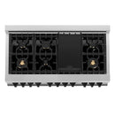 ZLINE Autograph Edition 48" 6.0 cu. ft. Dual Fuel Range with Gas Stove and Electric Oven in DuraSnow® Stainless Steel with White Matte Door and Matte Black Accents (RASZ-WM-48-MB) Ranges ZLINE 