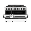 ZLINE Autograph Edition 48" 6.0 cu. ft. Dual Fuel Range with Gas Stove and Electric Oven in DuraSnow® Stainless Steel with White Matte Door and Matte Black Accents (RASZ-WM-48-MB) Ranges ZLINE 