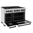 ZLINE Autograph Edition 48" 6.0 cu. ft. Dual Fuel Range with Gas Stove and Electric Oven in DuraSnow® Stainless Steel with White Matte Door and Matte Black Accents (RASZ-WM-48-MB) Ranges ZLINE 