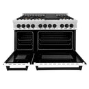 ZLINE Autograph Edition 48" 6.0 cu. ft. Dual Fuel Range with Gas Stove and Electric Oven in Stainless Steel with White Matte Door and Matte Black Accents (RAZ-WM-48-MB) Ranges ZLINE 