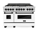ZLINE Autograph Edition 48" 6.0 cu. ft. Dual Fuel Range with Gas Stove and Electric Oven in Stainless Steel with White Matte Door and Matte Black Accents (RAZ-WM-48-MB) Ranges ZLINE 