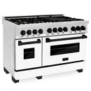 ZLINE Autograph Edition 48" 6.0 cu. ft. Dual Fuel Range with Gas Stove and Electric Oven in Stainless Steel with White Matte Door and Matte Black Accents (RAZ-WM-48-MB) Ranges ZLINE 