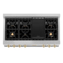 ZLINE Autograph Edition 48" Porcelain Rangetop with 7 Gas Burners in DuraSnow® Stainless Steel and Gold Accents (RTSZ-48-G) Rangetops ZLINE 