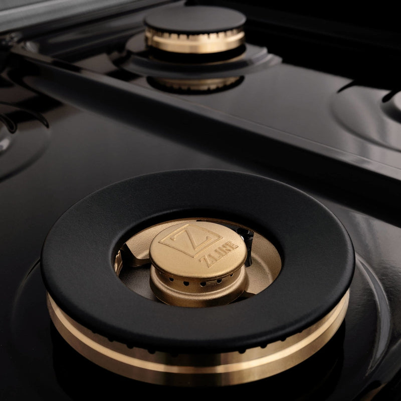 ZLINE Autograph Edition 48" Porcelain Rangetop with 7 Gas Burners in DuraSnow® Stainless Steel and Gold Accents (RTSZ-48-MB) Rangetops ZLINE 