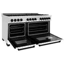 ZLINE Autograph Edition 60" 7.4 cu. ft. Dual Fuel Range with Gas Stove and Electric Oven in Stainless Steel with White Matte Door and Matte Black Accents (RAZ-WM-60-MB) Ranges ZLINE 