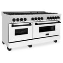 ZLINE Autograph Edition 60" 7.4 cu. ft. Dual Fuel Range with Gas Stove and Electric Oven in Stainless Steel with White Matte Door and Matte Black Accents (RAZ-WM-60-MB) Ranges ZLINE 