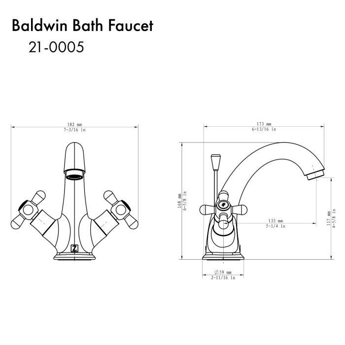 Oil-rubbed bronze bath faucet with cross handles, arched spout, and deck mount