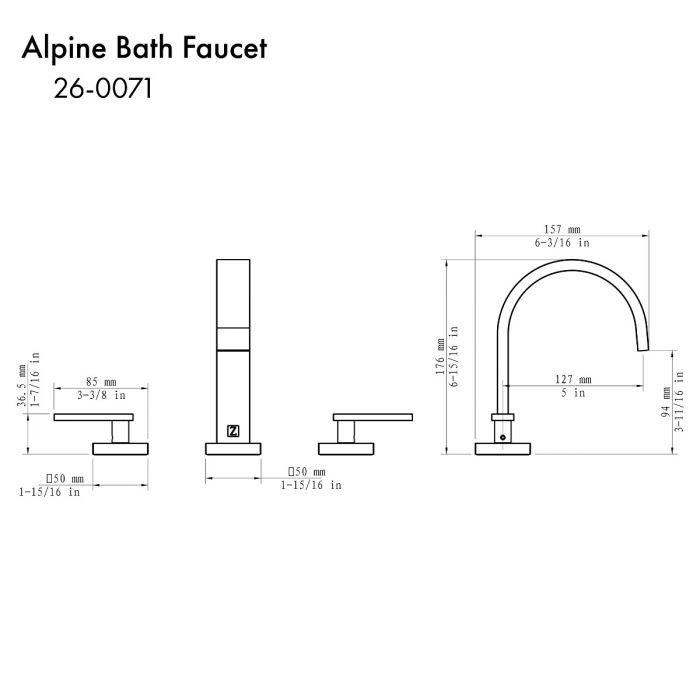 Champagne bronze bath faucet with arched spout and two cross handles