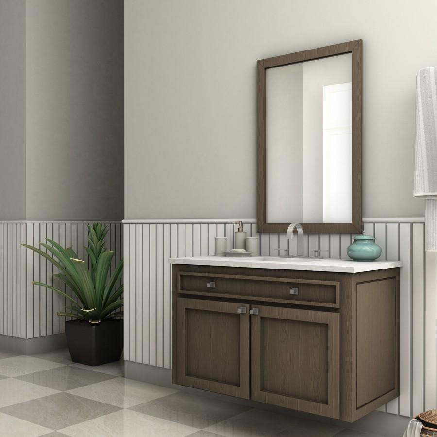 Brushed nickel bath faucet with arched spout and two deck-mounted handles