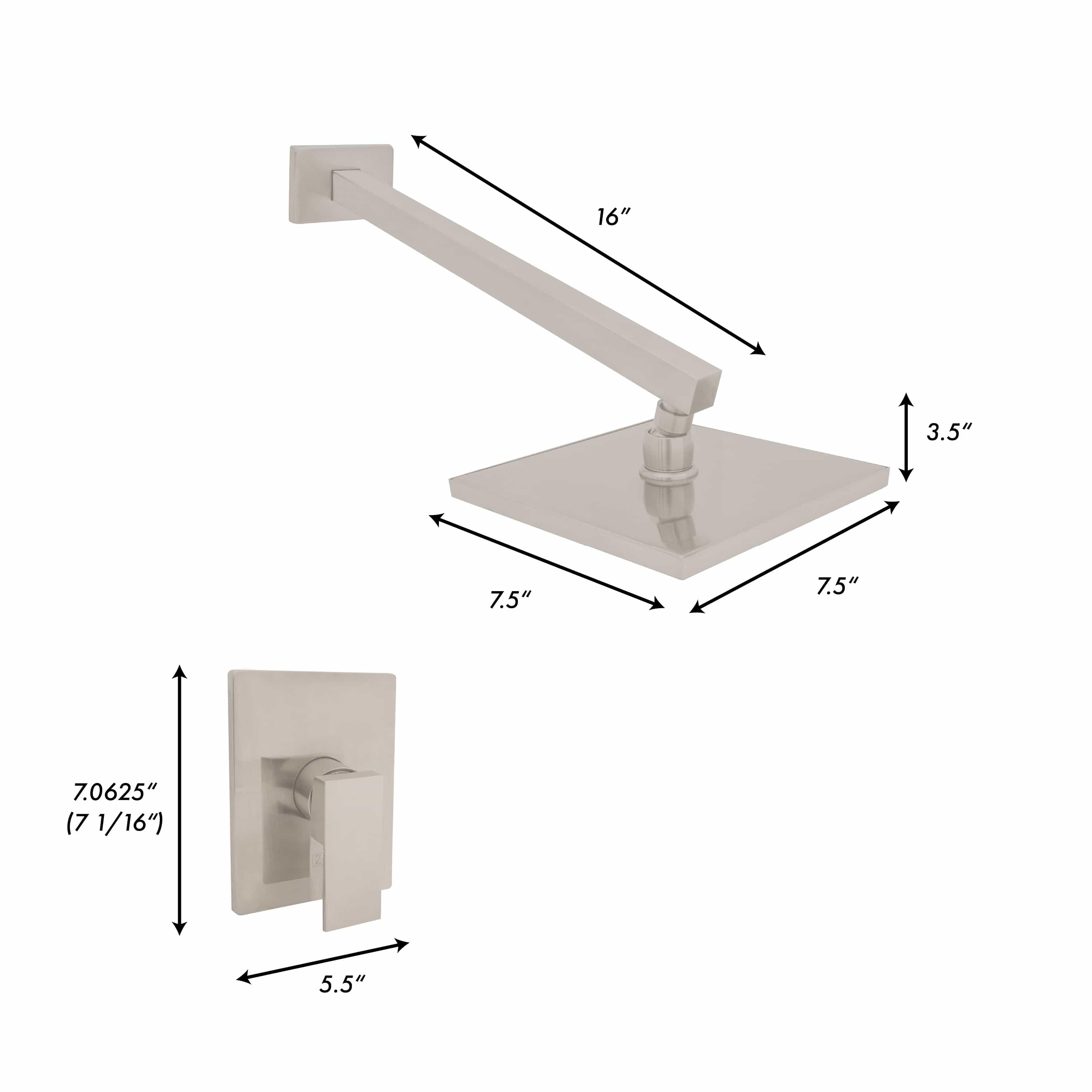 Shower faucet trim plate with square handle in champagne bronze finish