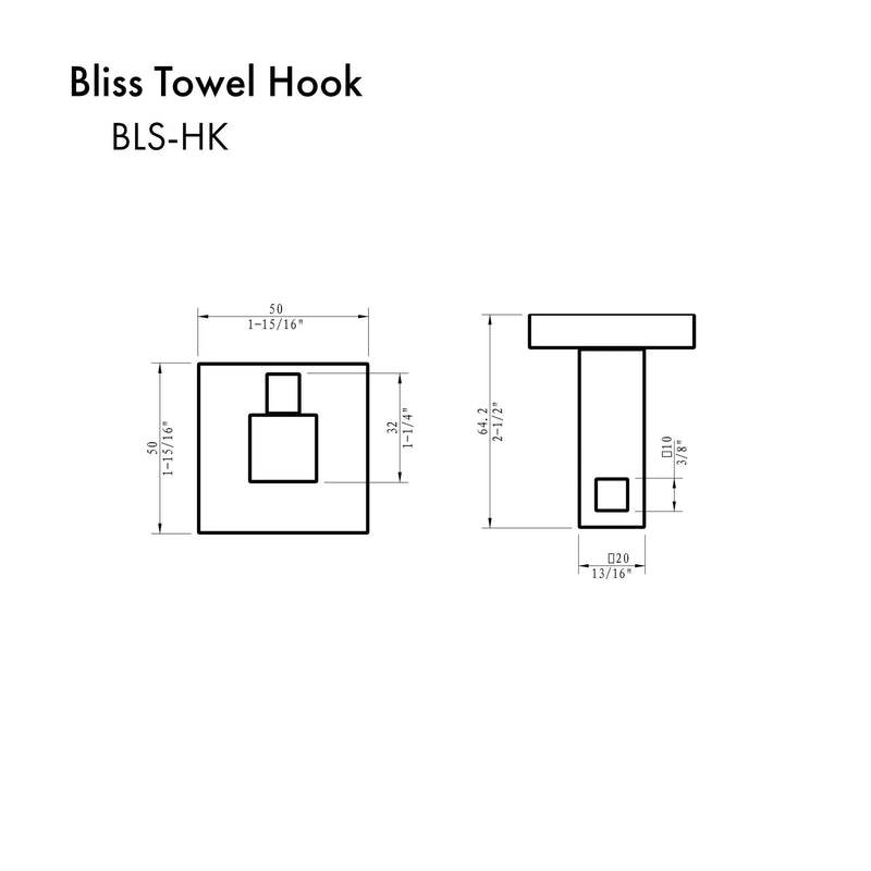 ZLINE Bliss Towel Hook in Gun Metal (BLS-HK-GM) Bathroom Accessories ZLINE 