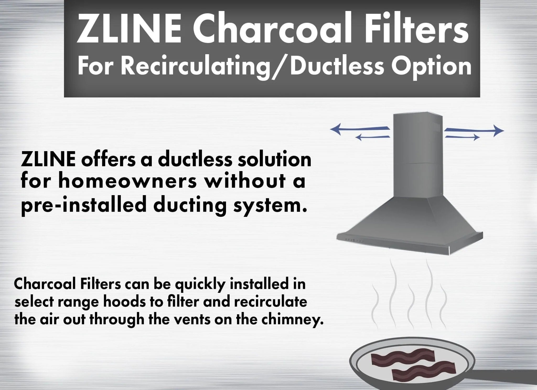ZLINE charcoal replacement filters set shown for ductless recirculating use