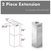 ZLINE 2-Piece 36-Inch Chimney Extensions for 10 Ft. to 12 Ft. Ceiling in Stainless Steel  (2PCEXT-697i/KECOMi)