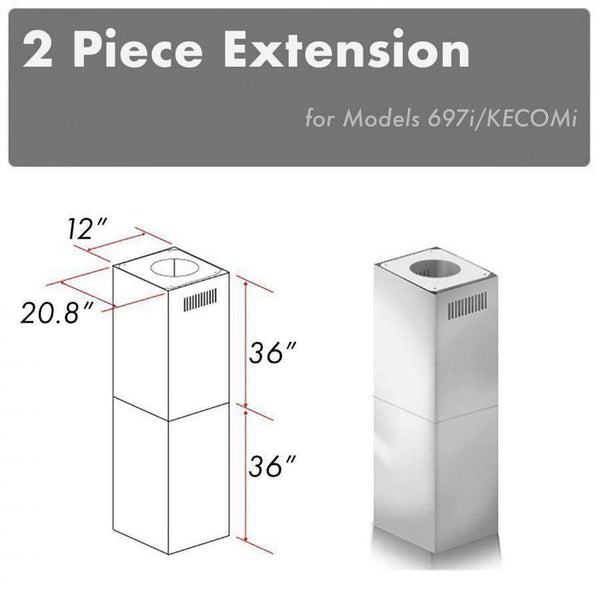ZLINE Chimney Extension for 10-12 ft Ceiling (2PCEXT-697i/KECOMi) Range Hood Accessories ZLINE 