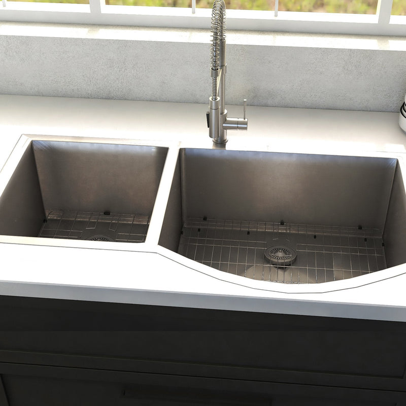 ZLINE Cortina 33 Inch Undermount Double Bowl Sink in Snow Stainless Steel (SC70D-33S) Kitchen Sink ZLINE 