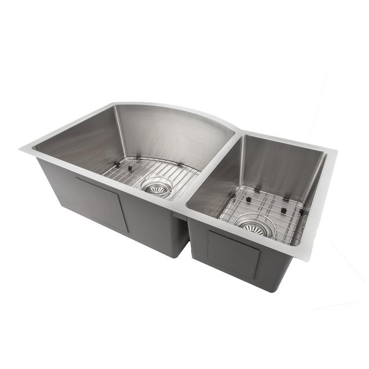 ZLINE Cortina 33 Inch Undermount Double Bowl Sink in Snow Stainless Steel (SC70D-33S) Kitchen Sink ZLINE 