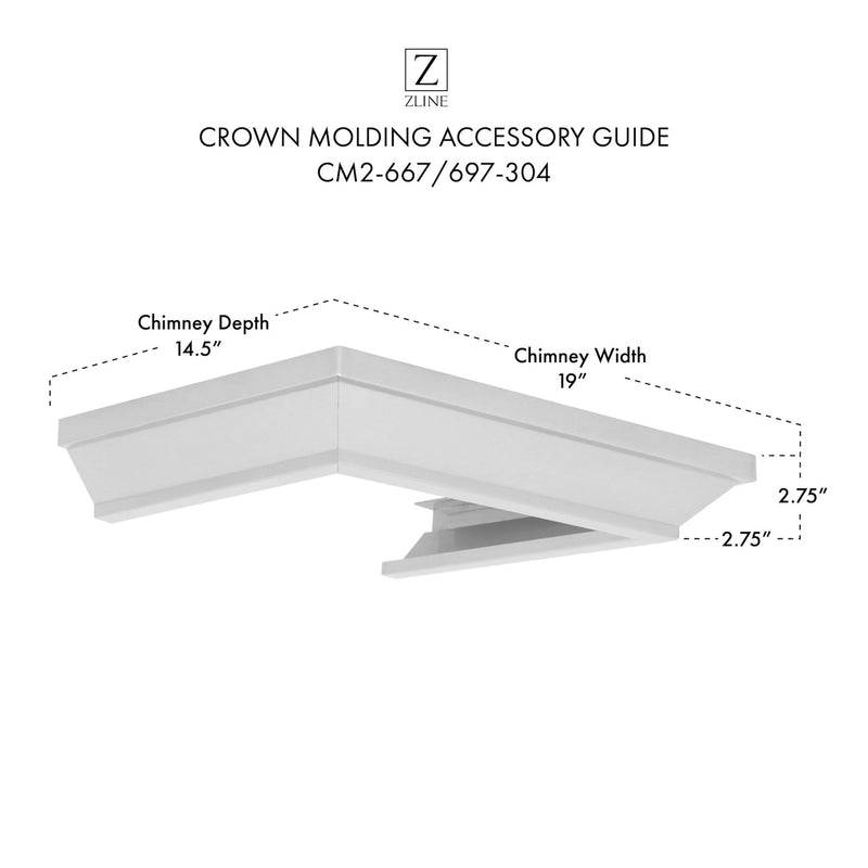 ZLINE Crown Molding Profile 2 for Wall Mount Range Hood (CM2-667/697-304)