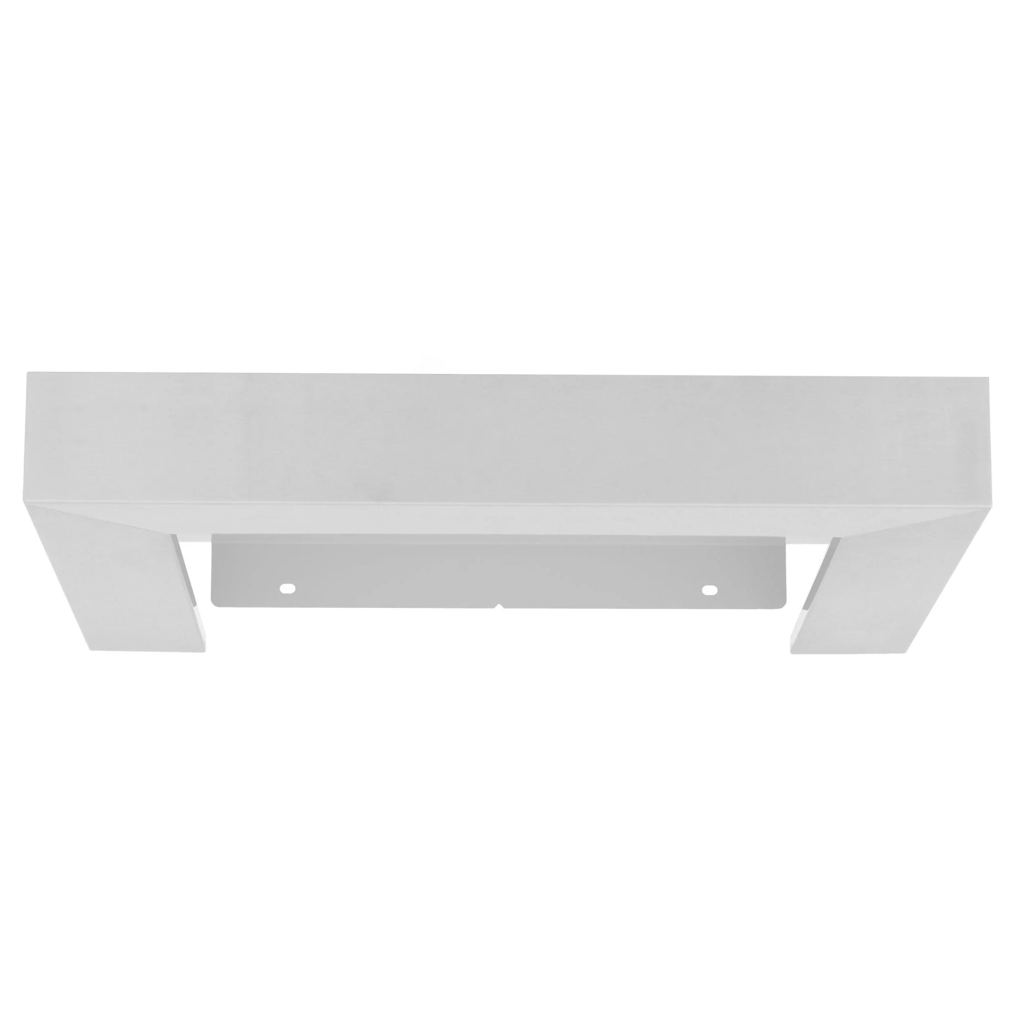 Wall-mount crown molding profile in white, underside with mounting holes