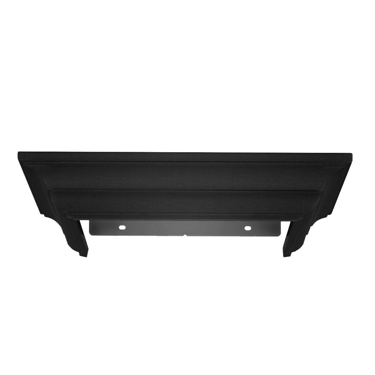 Black crown molding profile for wall-mount range hood, underside with two mounting holes