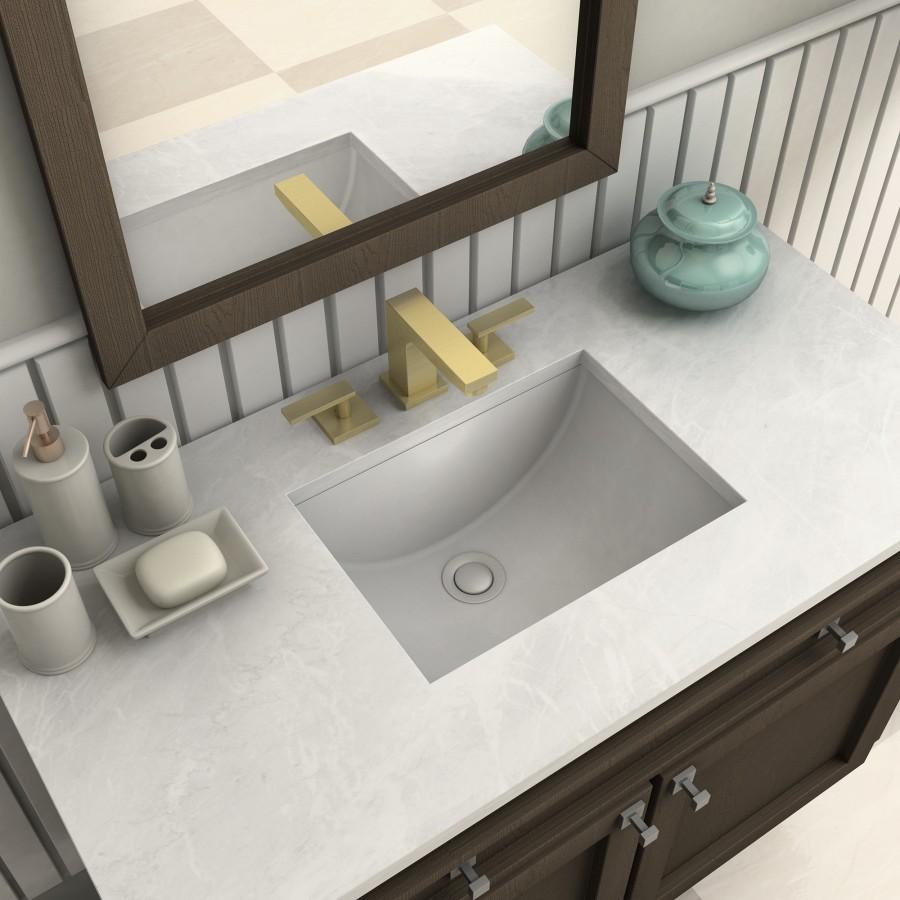 Polished gold deck-mounted bath faucet with spout and two handles