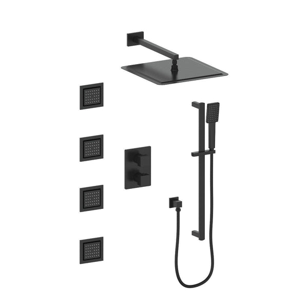 ZLINE Crystal Bay Thermostatic Shower System with Body Jets in Matte Black (CBY-SHS-T3-MB) Shower System ZLINE 