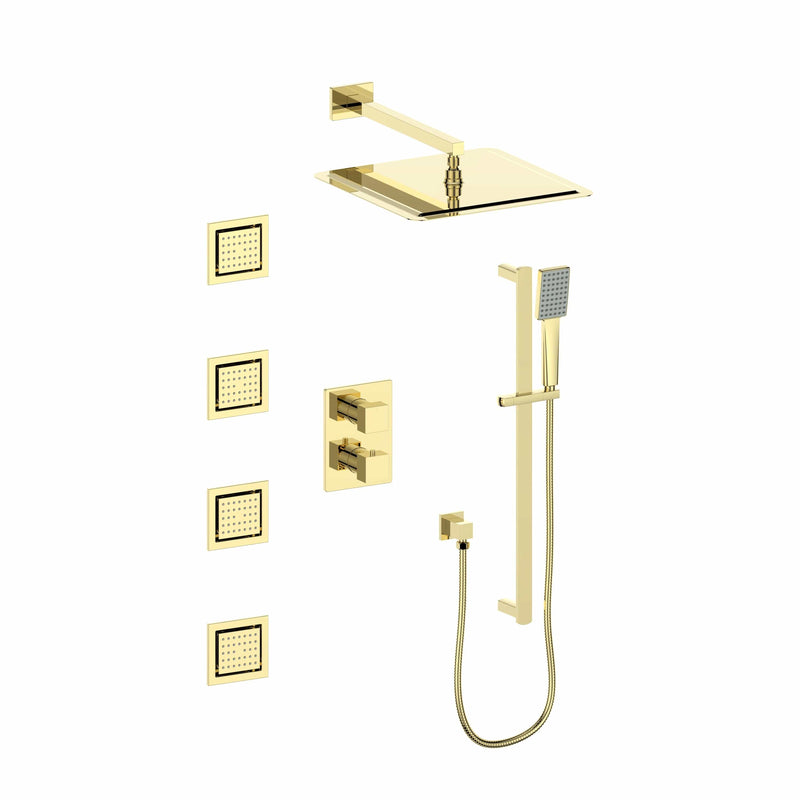 ZLINE Crystal Bay Thermostatic Shower System with Body Jets in Polished Gold (CBY-SHS-T3-PG) Shower System ZLINE 