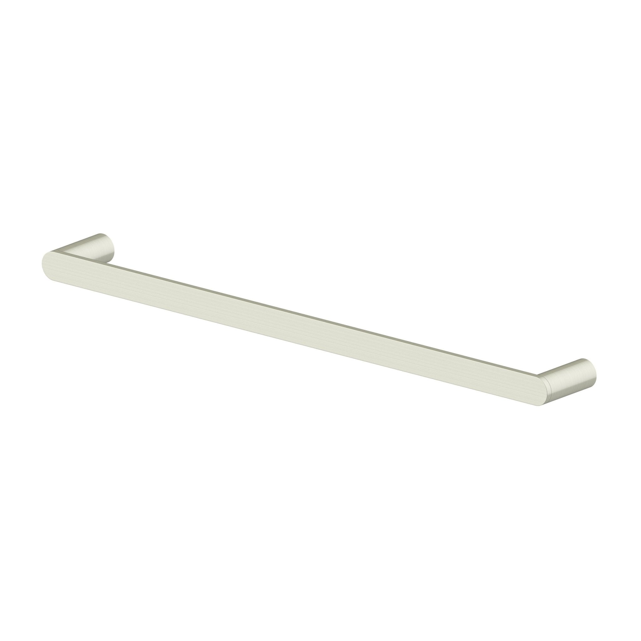 Brushed nickel towel rail with smooth rectangular bar and rounded end caps