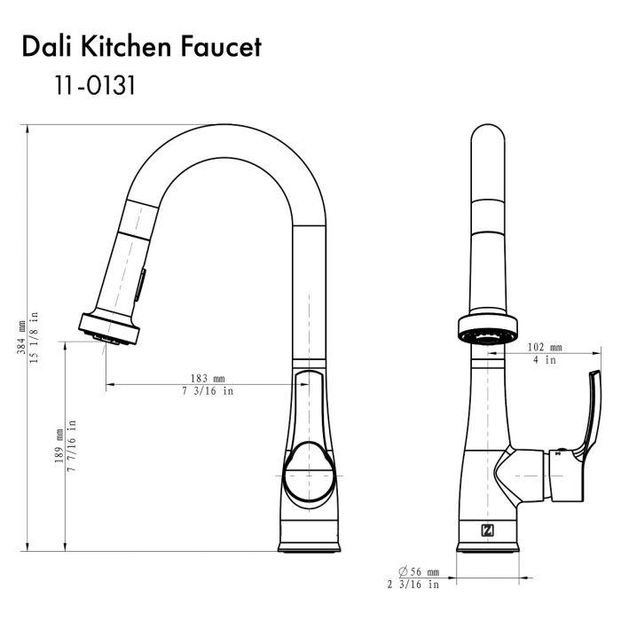 ZLINE Dali Kitchen Faucet in Chrome (DAL-KF-CH) Kitchen Faucet ZLINE 