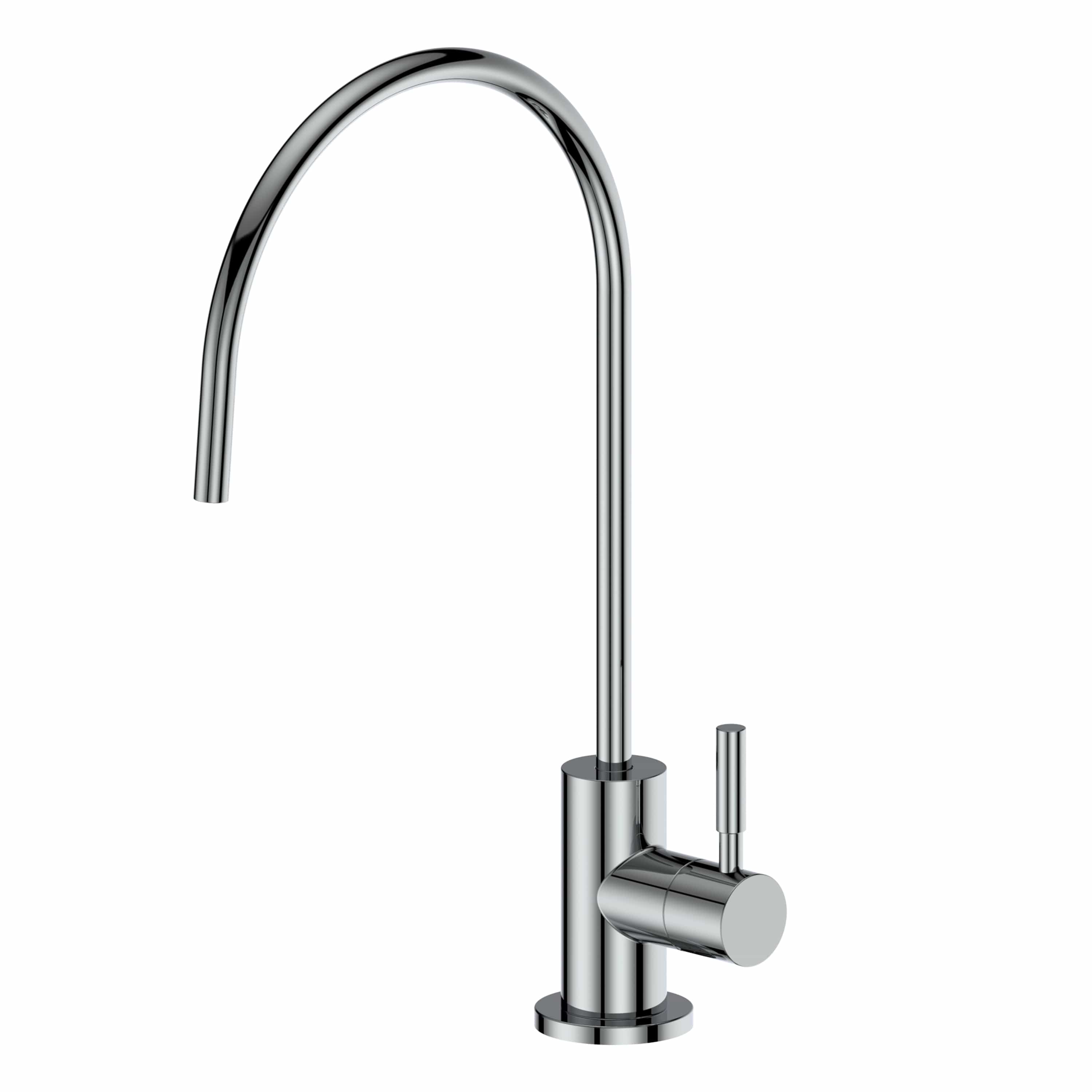 Chrome beverage faucet with tall arched spout and side lever handle.