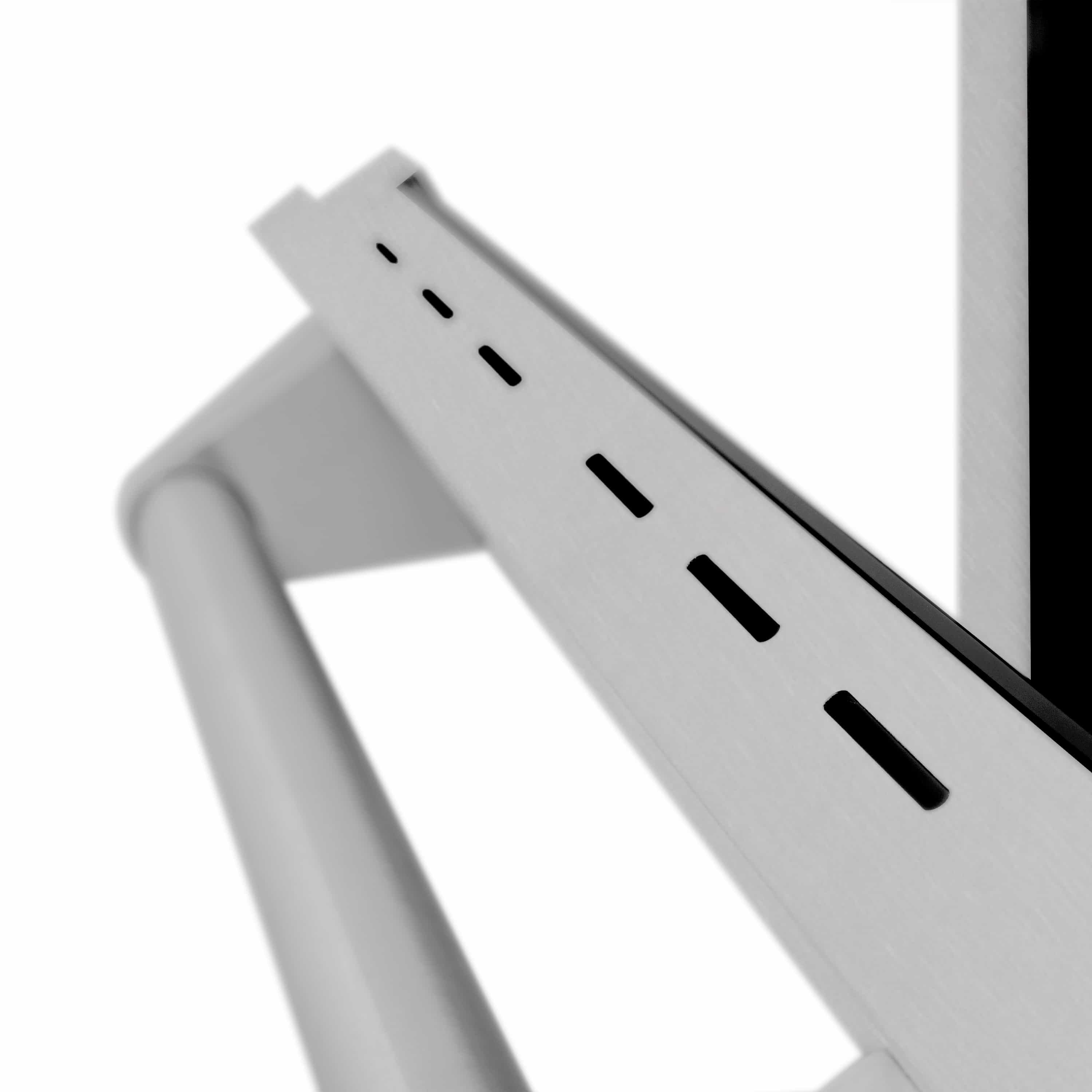 Dual fuel range front control area with horizontal vent slots in stainless steel