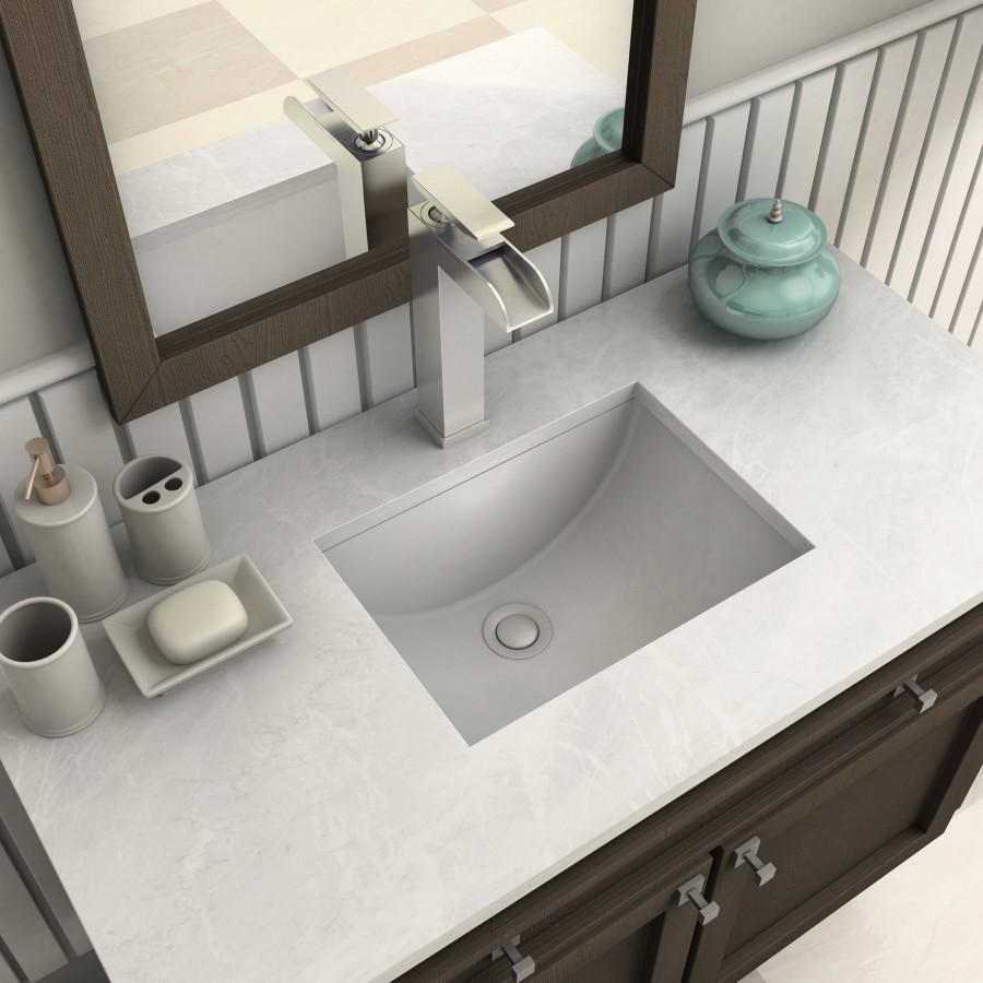 Brushed nickel bath faucet with tall spout and deck handle