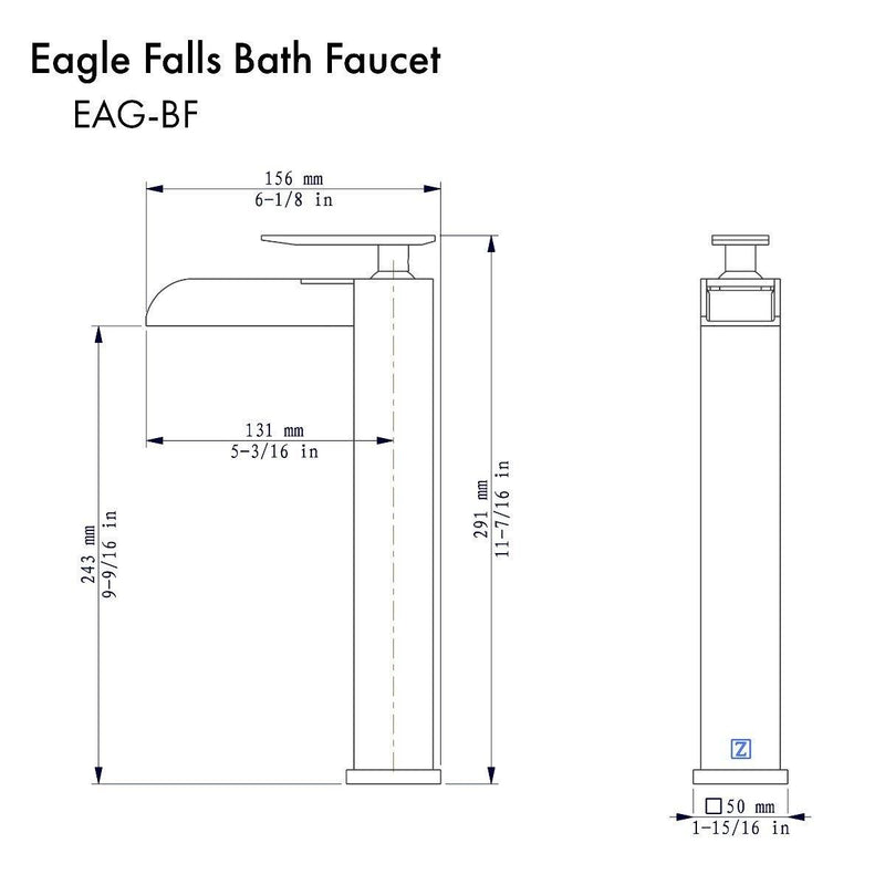 ZLINE Eagle Falls Bath Faucet in Matte Black (EAG-BF-MB) Bathroom Faucet ZLINE 