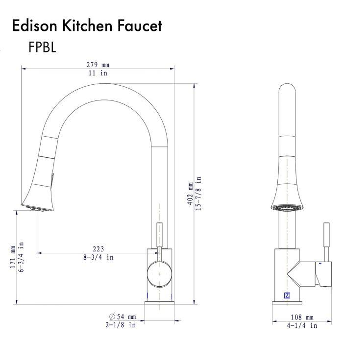 Chrome kitchen faucet with high curved spout and side lever control