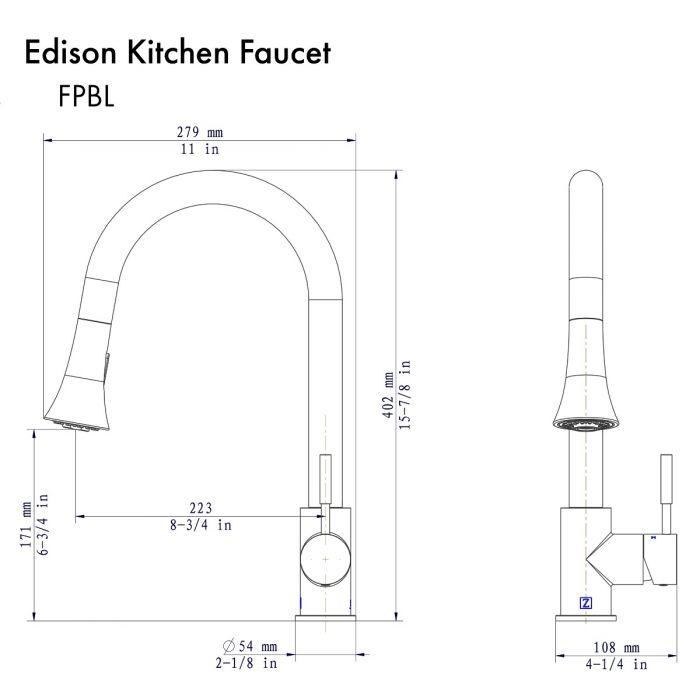 ZLINE Edison Kitchen Faucet in Chrome (EDS-KF-CH) Kitchen Faucet ZLINE 